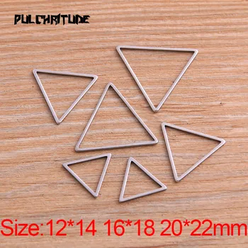

PULCHRITUDE 20Pcs/lot 3 Size Triangl Charm Stainless Steel Pendant Open Bezels Pressed Resin Frame Mold Bezel DIY Jewelry Making