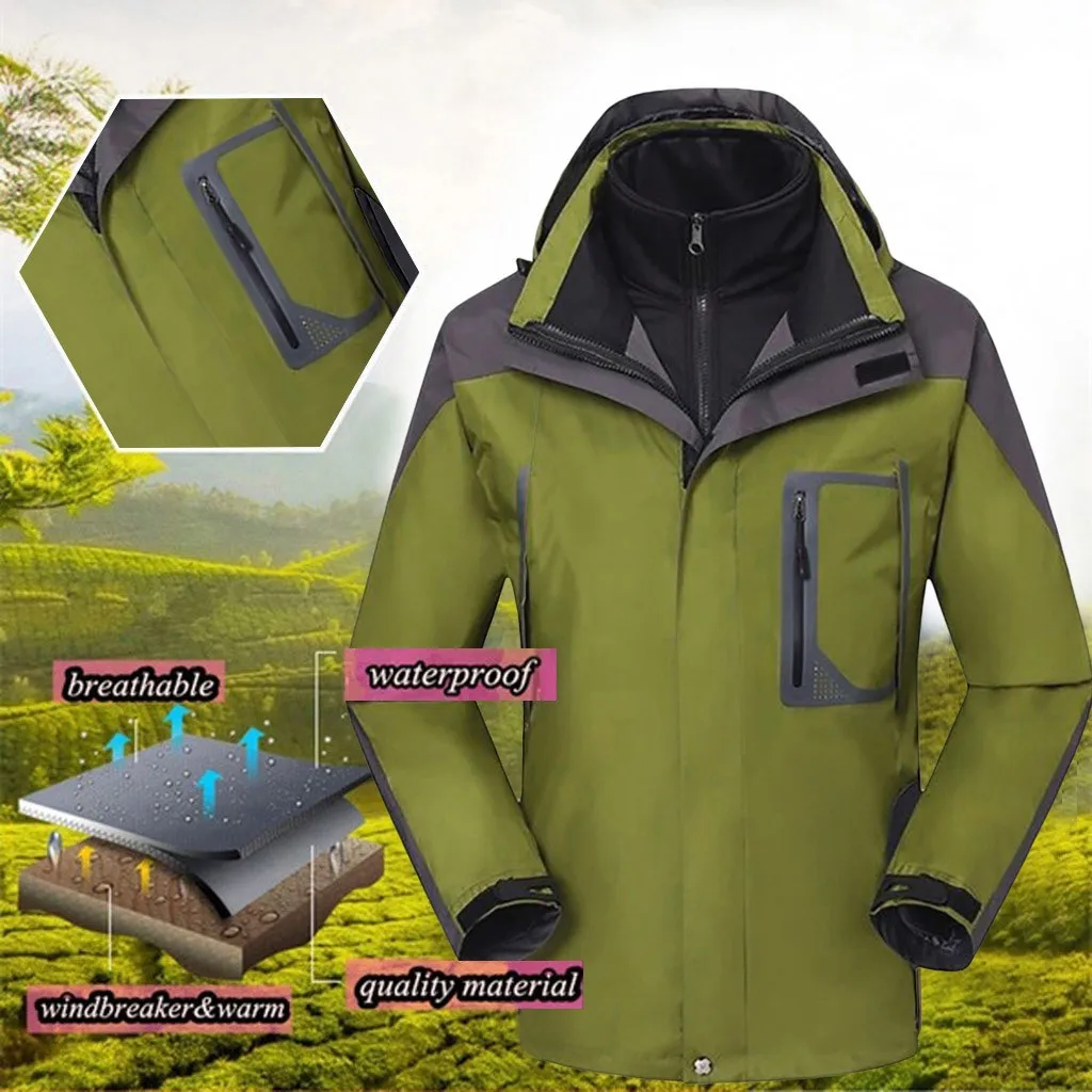Men Winter Hooded Softshell Windproof Waterproof Soft Coat Shell Jackets Male Outdoor Warm Windbreaker For