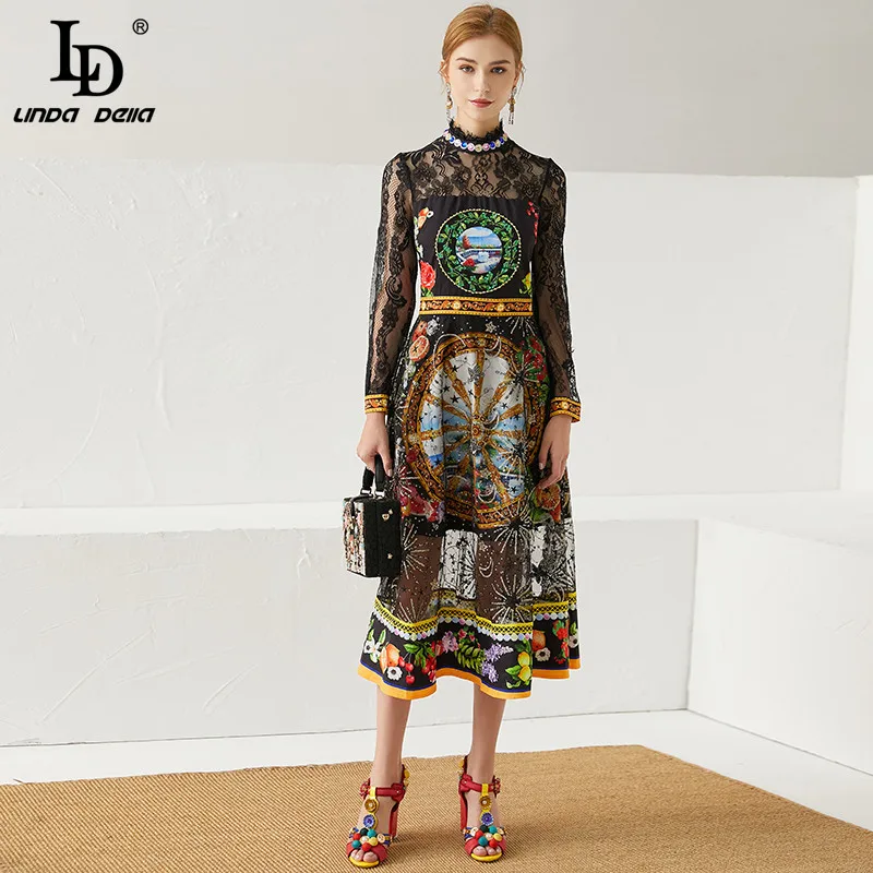 LD LINDA DELLA Autumn Runway Elegant Dress Women