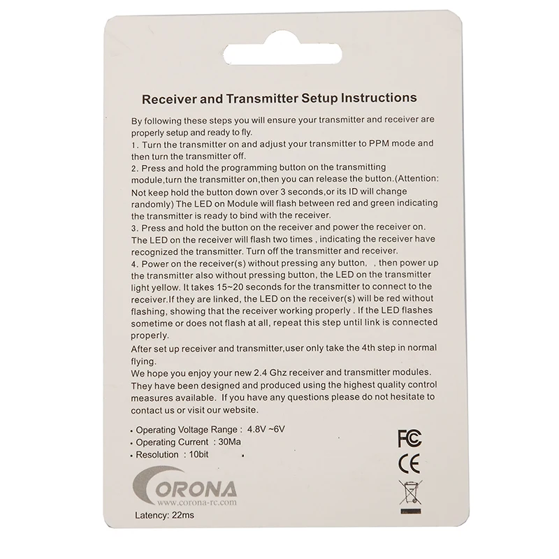 Ресивер Corona CR3D/CR4D/CR6D/CR8D 2 4 ГГц 3 канала 8 каналов (V2 DSSS) совместим с CT8Z/CT8J/CT8F для