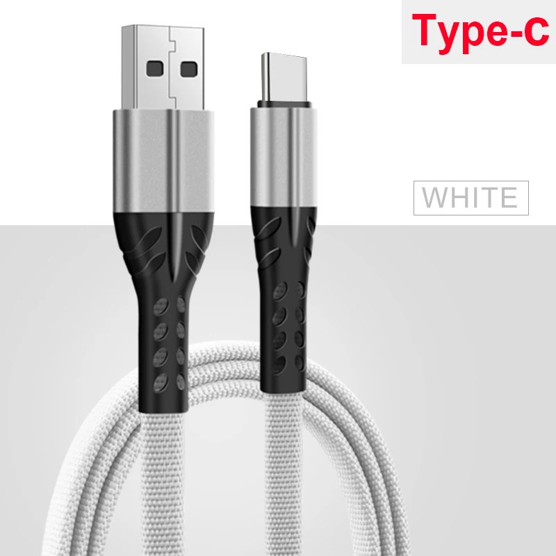 Кабель usb type C а, кабель для быстрой зарядки, тканый нейлоновый кабель для мобильных телефонов, зарядное устройство для iPhone, Micro usb type-C, передача данных - Цвет: Silver For Type C