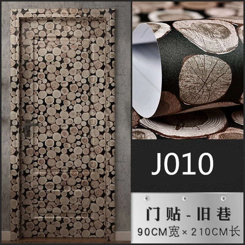 J010 Ретро стиль двери Стикеры DIY самоклеющиеся обновления водонепроницаемый обои деревянный дверной плакат мебель стекло наклейки домашний декор - Цвет: J010