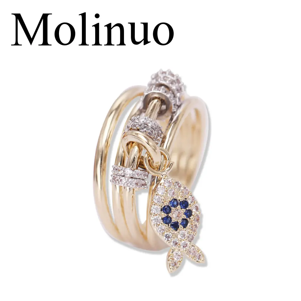 Molinuo многослойное изысканное кольцо модное инкрустированное циркониевое без