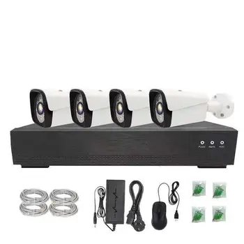 

POE Security Camera System Kit CCTV Video Surveillance NVR Set 4CH H.265 2MP camera X4 AI camera set face recognition camera