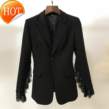 

Lace Women Button Blazer Single Decoration Spring Autumn Blazer Coat Women 2020