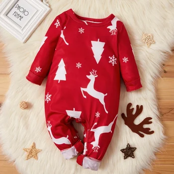 

PatPat 2020 New Arrival Winter Baby Christmas Elk Jumpsuit Red Color Soft and Warm Baby Clothes