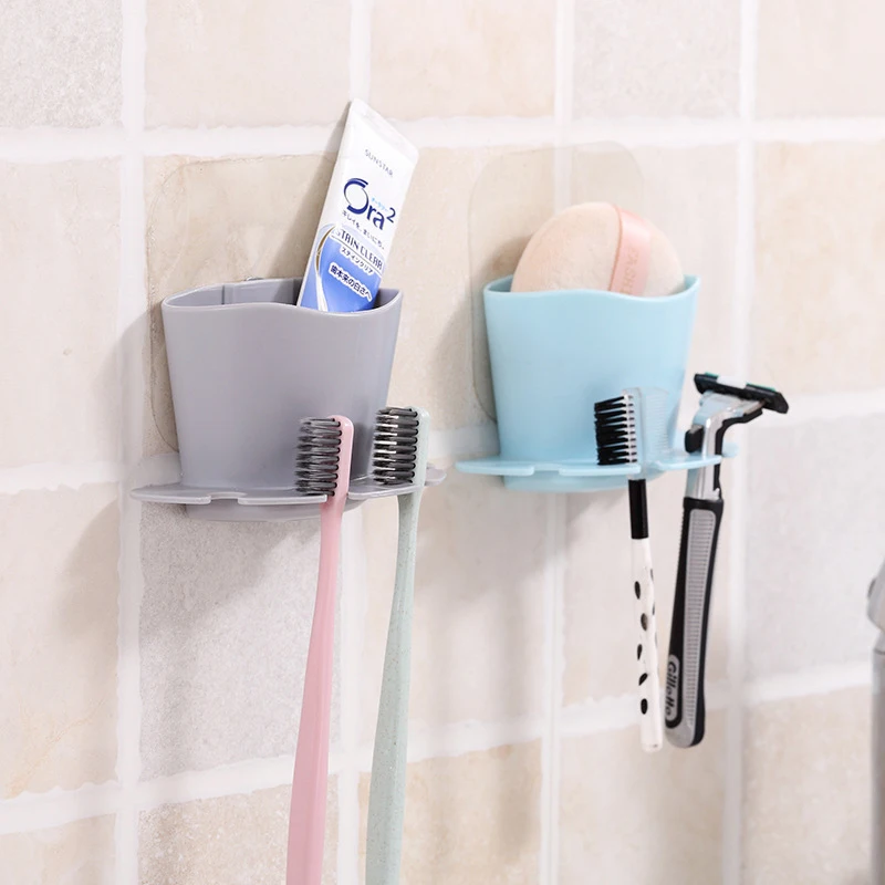 Suction Toothbrush Holder Toothpaste Storage Rack Shaver Shelf Tooth Brush Case Dispenser Organizer Bathroom Accessories Set