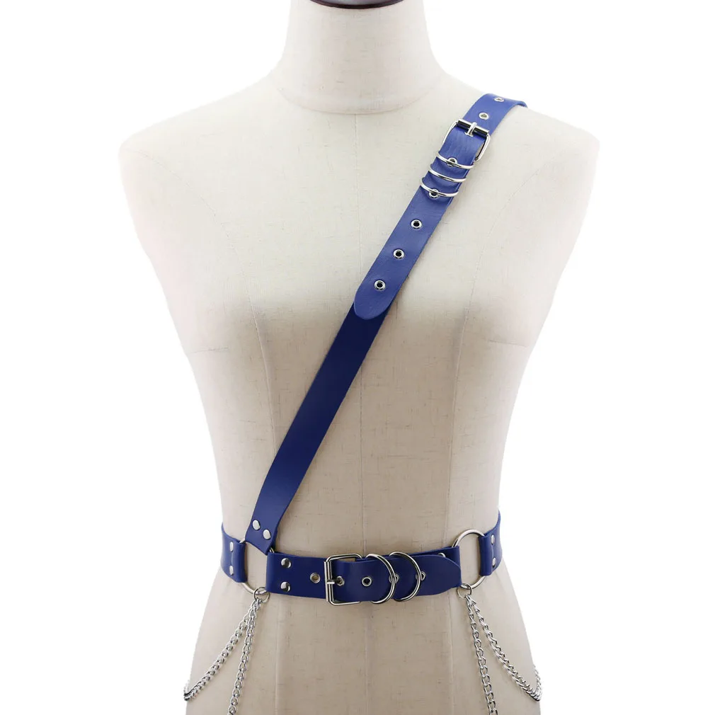 New Design Punk Hip-hop Fashion Women's Belt Chain Trend Leather Needle Buckle Chain Belt SW350 - Цвет: Королевский синий