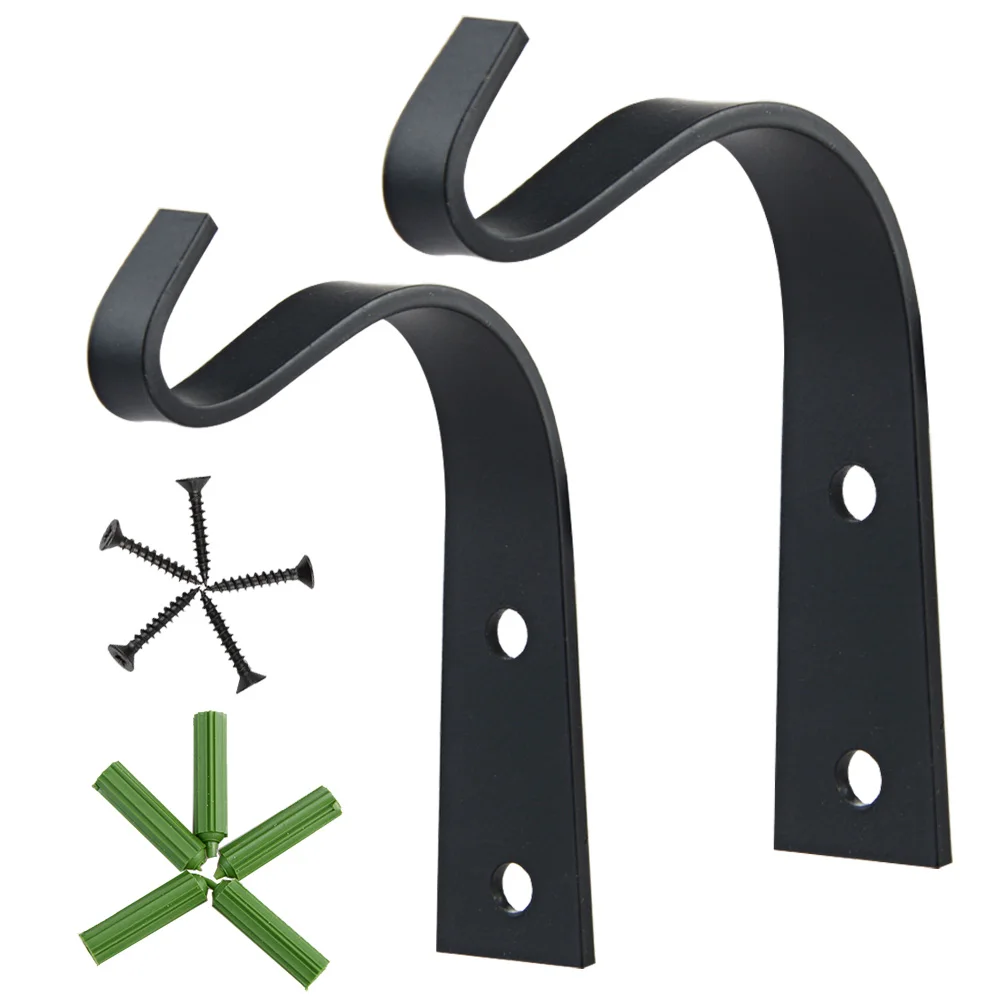 

2pcs Iron Wall Mounted Hooks Curved Plant Hanger Bracket Coat Hanging Lantern Planter Hook for Living Room Kitchen