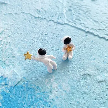 

Cute Asymmetric Space Plated Astronauts Stud Earrings Women Fashion Jewelry