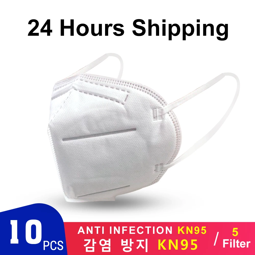 

10Pcs N95 5 Layers Masks Particulate Respirator KN95 Mask Antivirus Anti Infection PM2.5 Protective Safety Same as KF94 FFP2