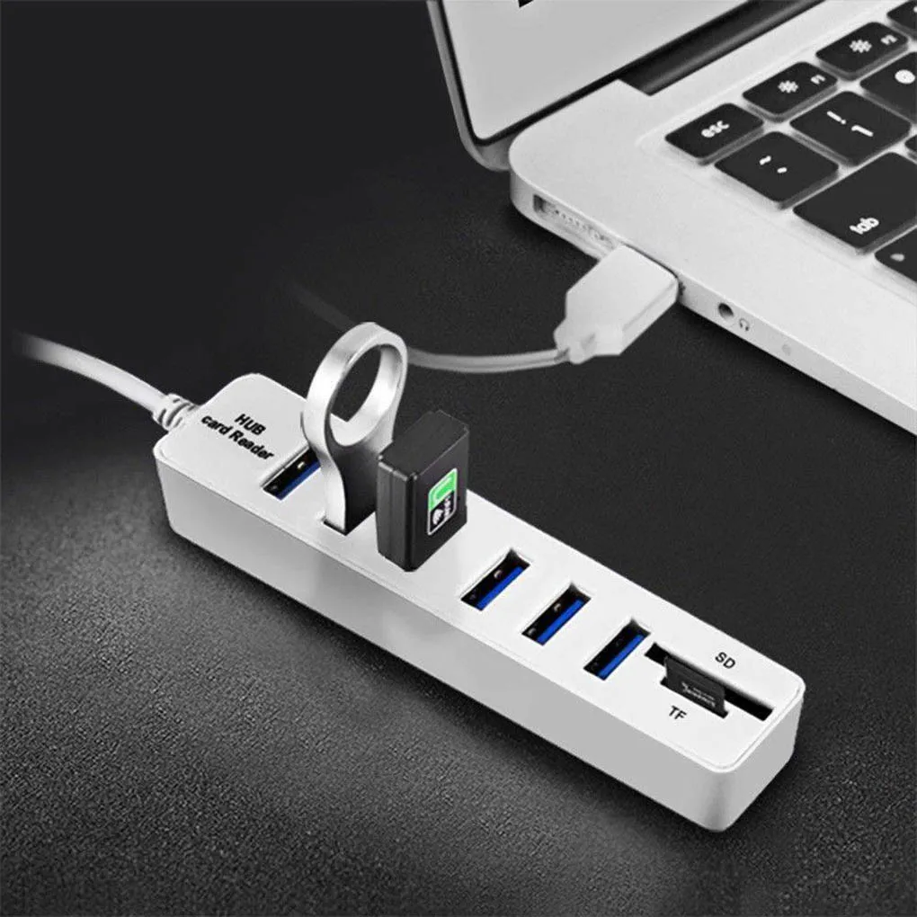 

8 Ports 2.0 HUB SD/TF Memory Card Reader Splitter 480Mbps High Speed USB Multi Port Splitter