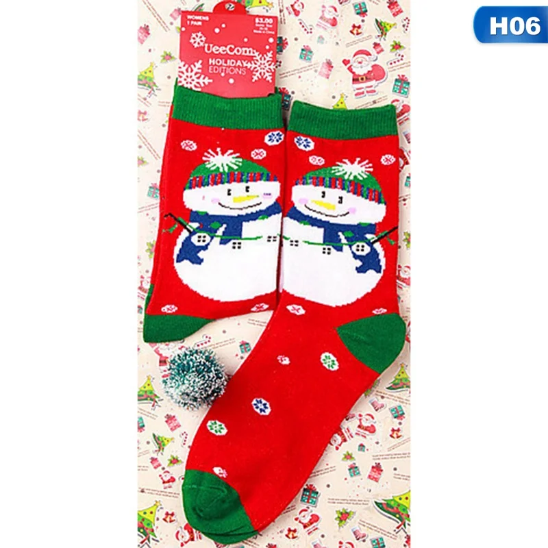 Christmas Tree Snow Elk Gift Cotton Happy Socks PEONFLY New Autumn Winter Christmas Socks Men Funny New Year Santa Claus - Цвет: 06