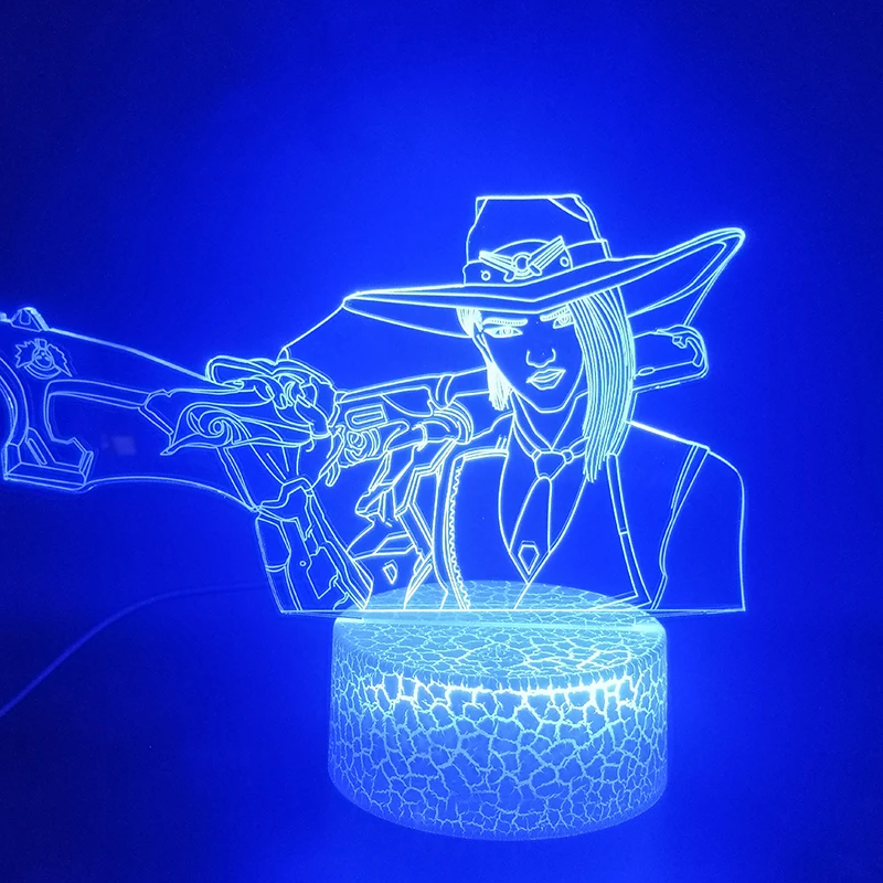 3D лампа для игры Overwatch Hero Ashe, лучший подарок для детей, сенсорный датчик для украшения гостиной, Прямая поставка, светодиодный Ночной светильник, лампа