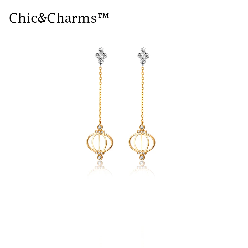 

Chic&Charms 9K&14K Real Rose Gold Natural Colored Gemstone Ethnic Chinese elements Jewelry earrings for women 2019