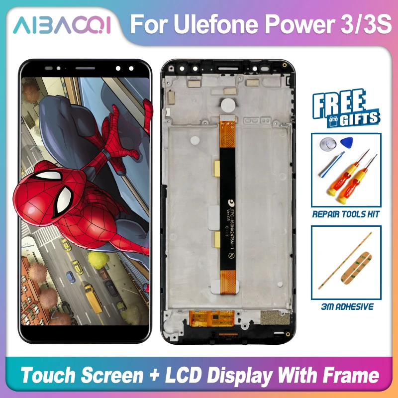 

AiBaoQi New Original 6.0 inch Touch Screen+2160X1080 LCD Display+Frame Assembly Replacement For Ulefone Power 3/Power 3s Phone