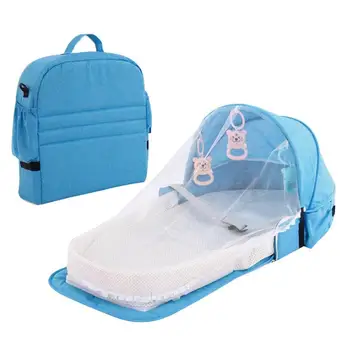 

Portable Infant Sleeping Basket Breathable Baby Foldable Bed Travel Sun Portection with Mosquito Net Outdoor Safety Baby Bed