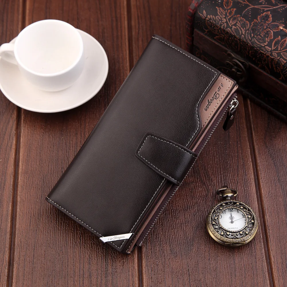 

MEN'S Wallet Multi-functional Europe And America Long Zipper Handbag Large Capacity Wallet Three Fold Phone Bag Factory