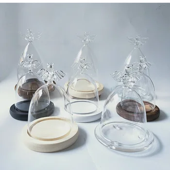 

2pcs/pack Diameter=10.5cm Height=14cm Angel Top Glass Dome Different Base Home Decoration Glass Dome DIY Gift Wedding Favor Gift