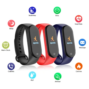 

M4 Fashion Waterproof Sport Bracelet Smart Band Fingerprint Fitness Trcker Heart Rate Blood Pressure Bluetooth Health Wirstband
