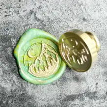 Moon and mountain Wax Seal Stamp kit- custom wax stamp- moon wax seal stamp set- wedding invitation gift- sealing wax kit Me