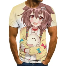 

2022 New Two-dimensional Girl Print T-shirt Men's Casual Women's Daily Tops