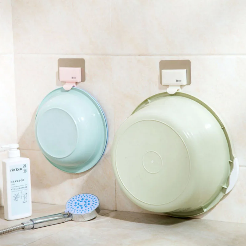 Wall-sticky Washbasin Hanging Hook Clip Bathroom Storage Hook Wall Hanging Basin Rack Kitchen Tools Home Storage Organizer