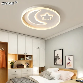 

LED Ceiling Light For Children Baby Bedroom White Pink Blue Black MoonStar Remote Control Lamp Lighting Lamparas Luminaria avize