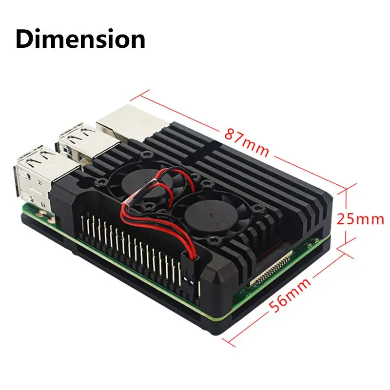 Алюминиевый Чехол для Raspberry Pi 4 Модель B корпус двойной вентилятор B Чехол Коробка для Raspberry Pi 4 модель чехол Коробка двойной вентилятор