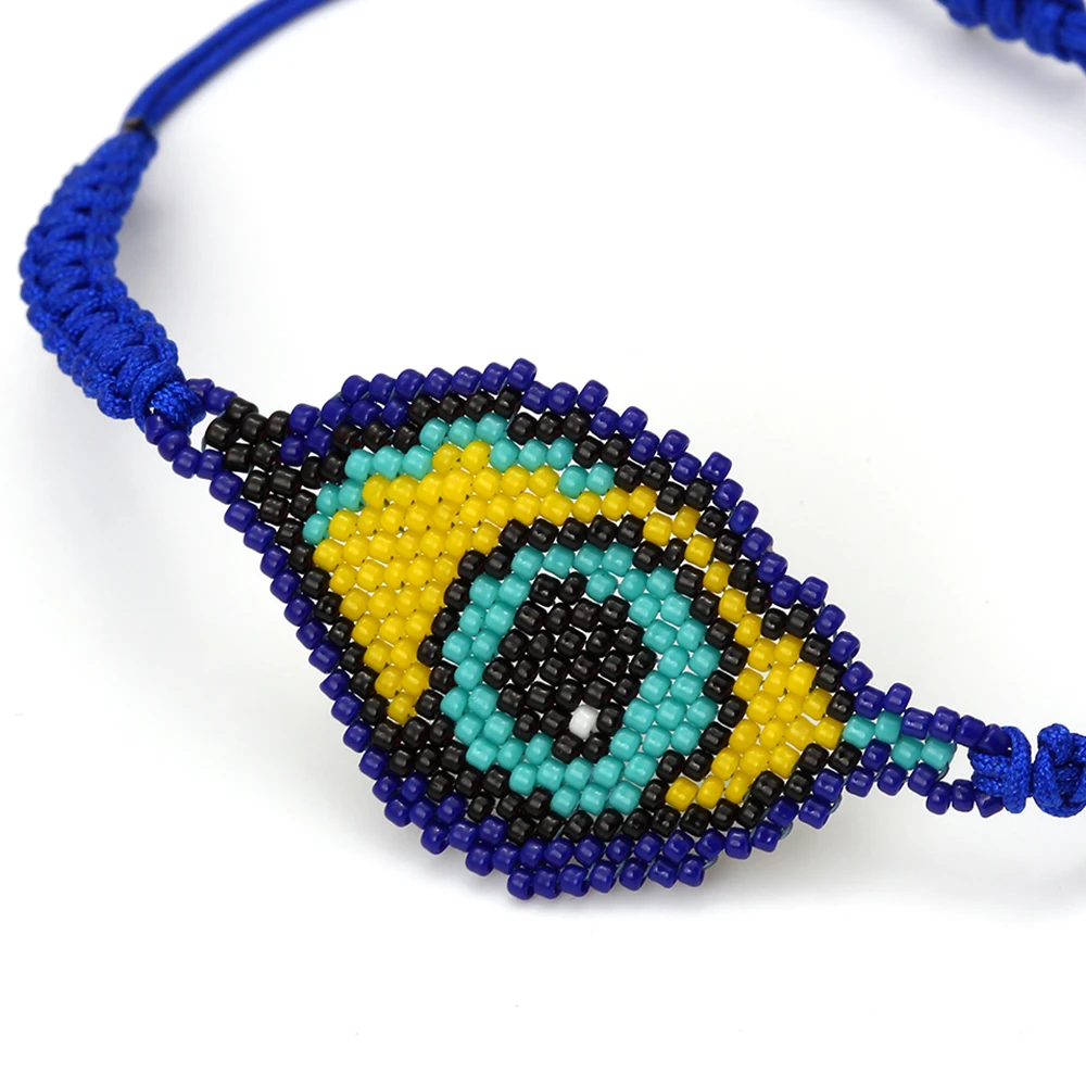 EVIL EYE Miyuki плетеный браслет из бисера голубая веревка цепочка регулируемый браслет с бусинами ручной работы DIY ювелирные изделия для женщин EY6393