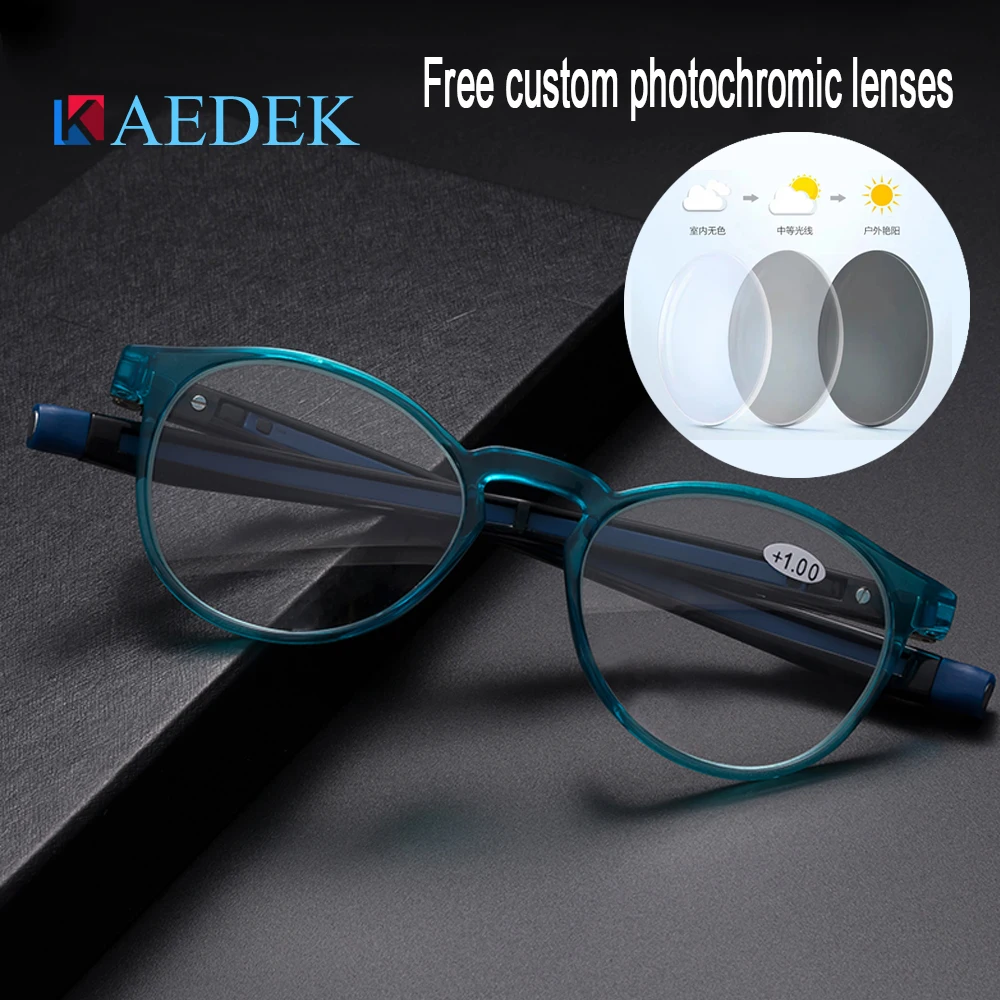 

KAEDEK New Round Adjustable Rope Hanging Neck Magnetic Front presbyopic glasses Upgraded Unisex Magnet Reading Glasses Men Women