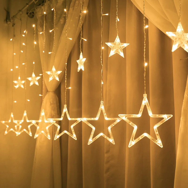 Natal luzes de fadas festão led string luzes estrela guirlanda na janela  cortina interior decoração da árvore dia das bruxas luz de casamento|Luzes  de pendentes| - AliExpress
