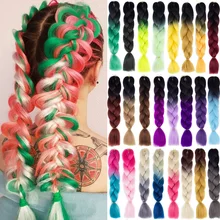 24 дюйма длинные Омбре Джамбо синтетические волосы африканские афро синие предварительно растянутые Омбре плетение наращивание волос