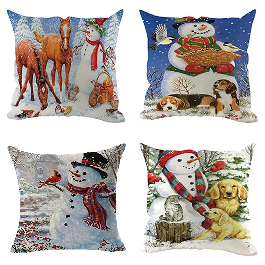 New Hot Sale 4Pcs Christmas Pillow Cover Pillowcases Decorative Sofa Cushion Cover Decoration наволочка - Цвет: B