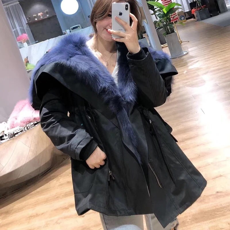 OFTBUY/ зимняя куртка для женщин, пальто из натурального меха, Толстая теплая, натуральный Лисий мех, теплая парка, верхняя одежда, повседневная Уличная одежда, Корея, Новинка