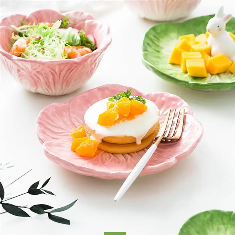Детское керамическое блюдо керамическая чаша китайская капуста дизайн обеденная тарелка пищевое блюдо с кроликом для десерта фруктовый салат