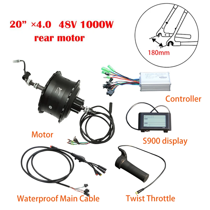 2" 26" 4,0 Fat Tire 48V 1000W Мотор Ступицы задний Электрический Бесколлекторный двигатель Планетарная втулка для Fat Bike e электровелосипед конверсионный комплект - Цвет: 20inch 180mm kit