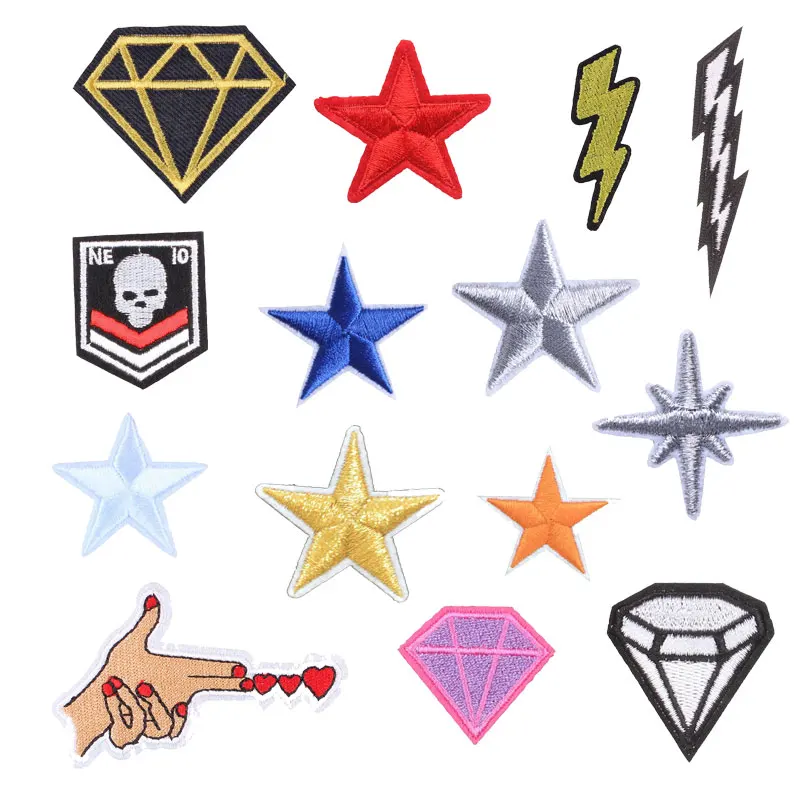 

Star Sky Diamond Patches for Clothing Iron Embroidered Sewing Applique Cute on Fabric Badge New DIY Apparel Accessori Decoration