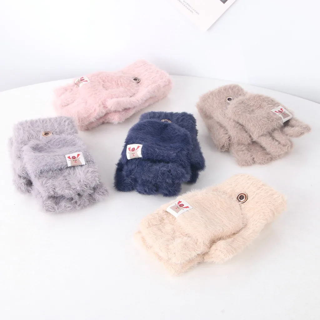 Детские перчатки для малышей, детей, зимняя, теплая, вязаная, откидная, флисовая, с рисунком, варежки, перчатки, детские варежки, Handschoenen Kids