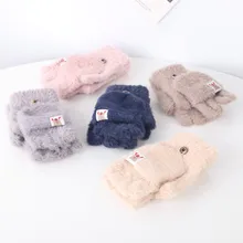 Детские перчатки для малышей, детей, зимняя, теплая, вязаная, откидная, флисовая, с рисунком, варежки, перчатки, детские варежки, Handschoenen Kids