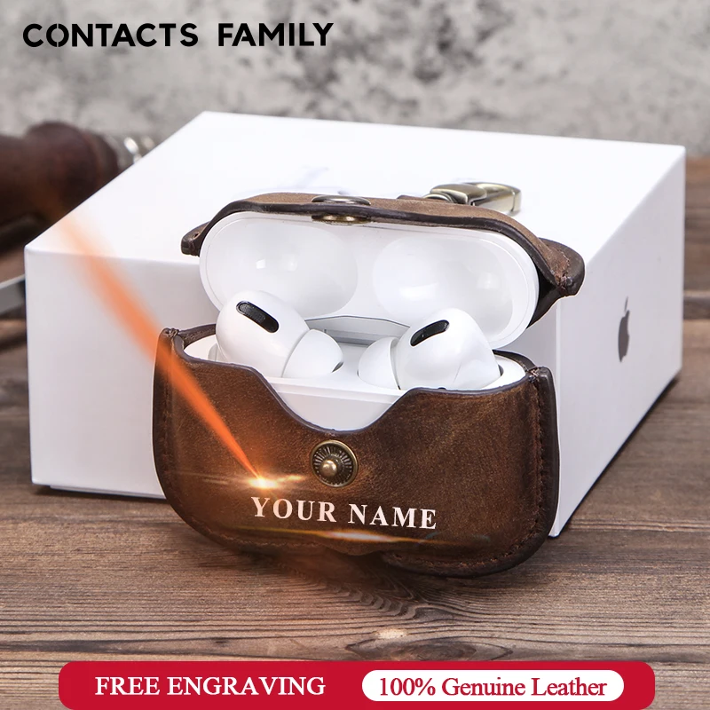 

Retro Genuine Leather Case for AirPods Pro Shockproof Cover For AirPods 3 Charging Box case for Airpod 2019 Pro Dustproof Case