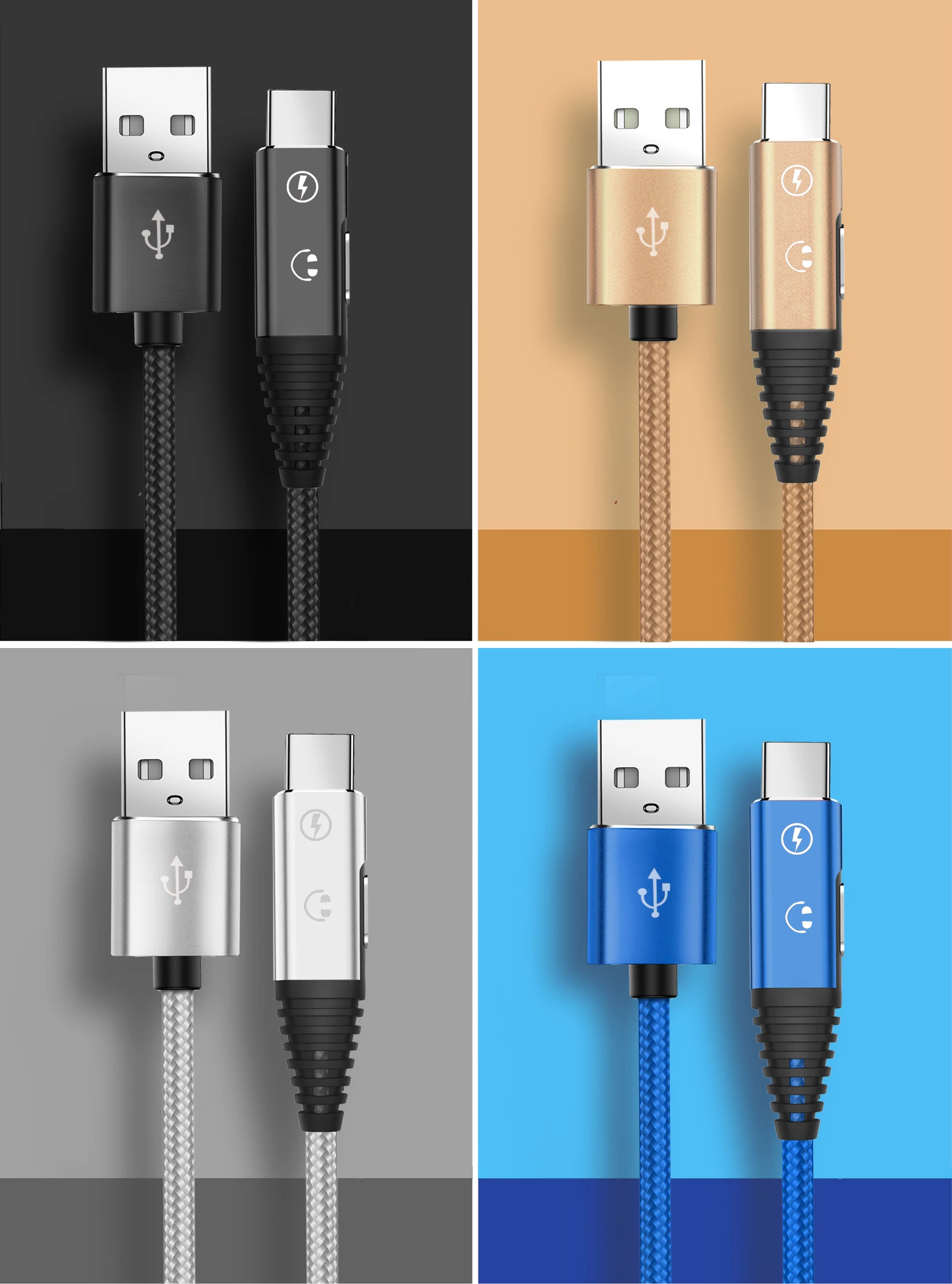 10 шт. Тип usb C кабель для samsung Примечание 10 pro S8 S9 мобильный телефонный кабель быстрой зарядки Тип C кабель с Тип-C наушники usb разъем