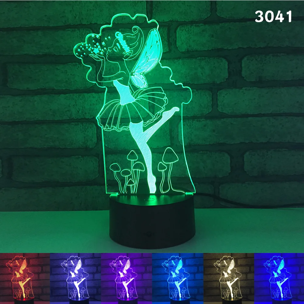 Fairy USB светодиодный 3d-ночник сказочное украшение для девочек детские подарки для малышей 7 цветов Изменение визуальная Таблица лампа принцессы - Испускаемый цвет: Fairy