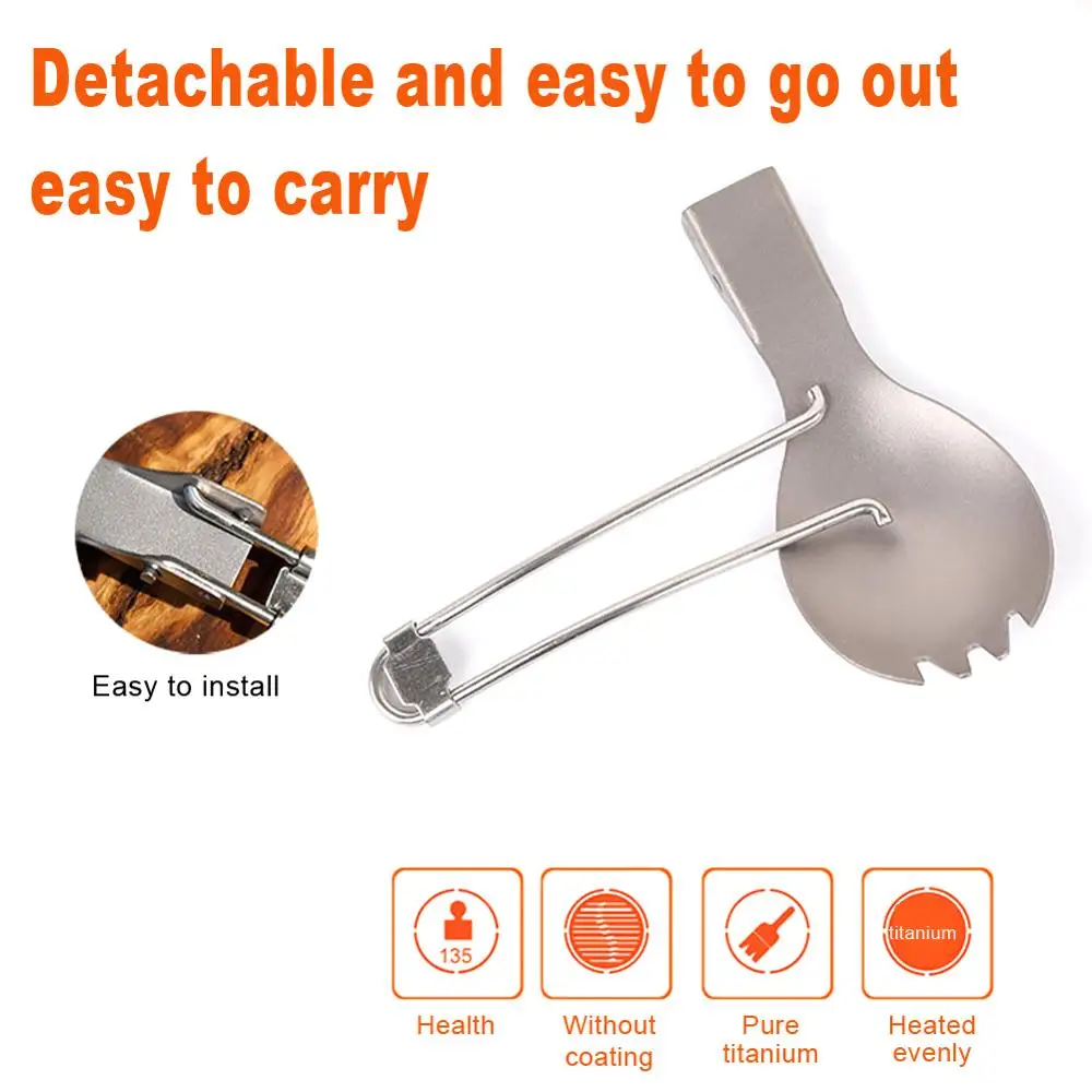 

Two-in-one Ultralight Pure Titanium Outdoor Camping Tableware Dual Purpose Folding Lightweight Rice Fork Spoon Titanium Spoon
