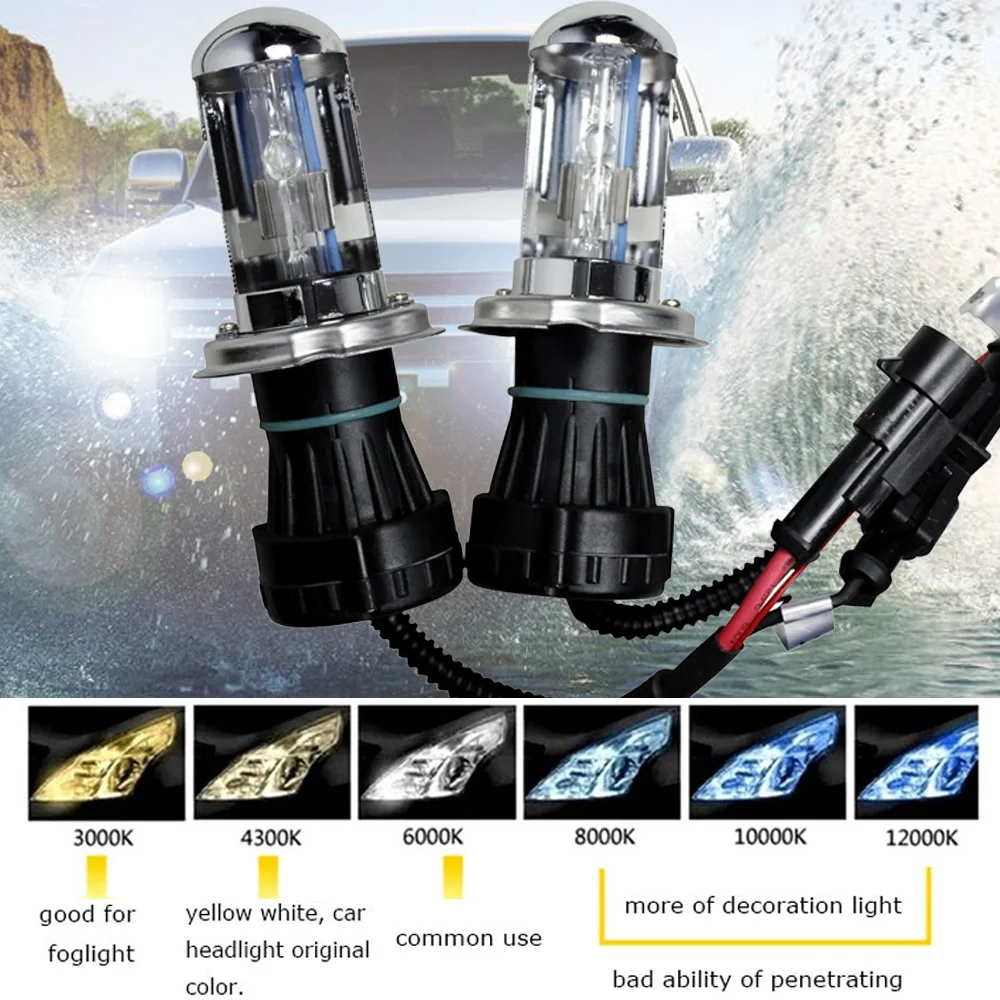 1 пара HID Hi/короче спереди и длиннее сзади) Bi Xenon H4 9004 9007 H13 55 Вт для автомобильных фар биксенон замена лампы H4-3 12V 4300K 5000K 6000K белый