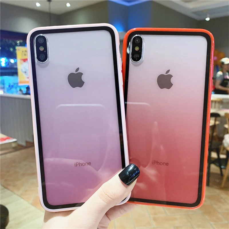 Радужный Мягкий Силиконовый противоударный чехол с градиентом для iphone 11 pro Max XR XS Max XS 7 8 6 6s Plus акриловый прозрачный чехол