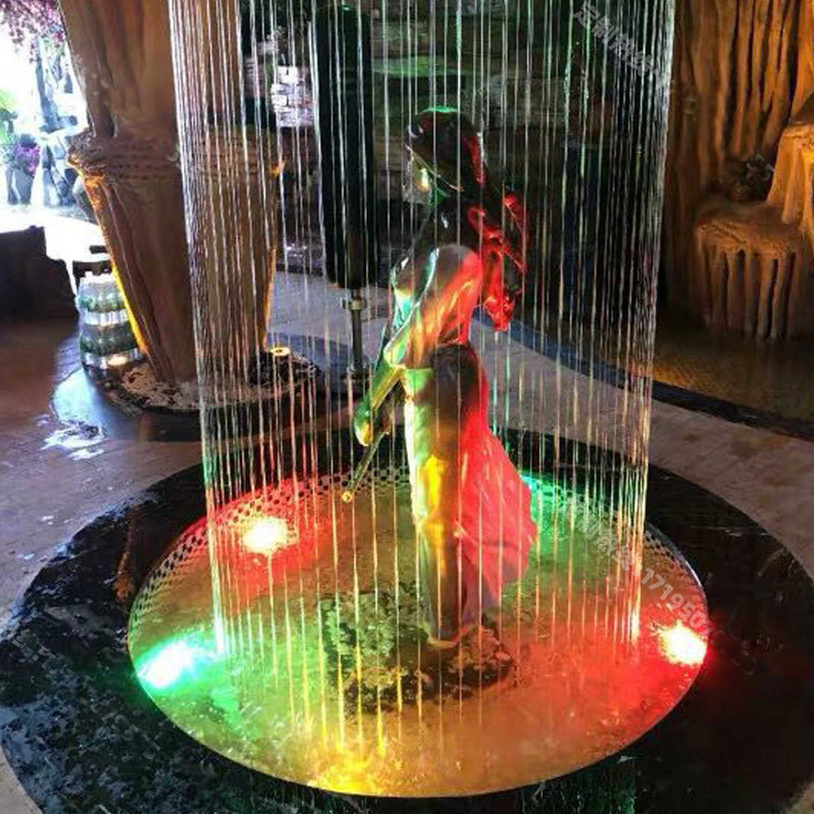 Струящаяся вода музыкальный фонтан, оптический цифровой водяной занавес, перегородка водяной занавес стены, тянущаяся линия красочное слово водяной занавес