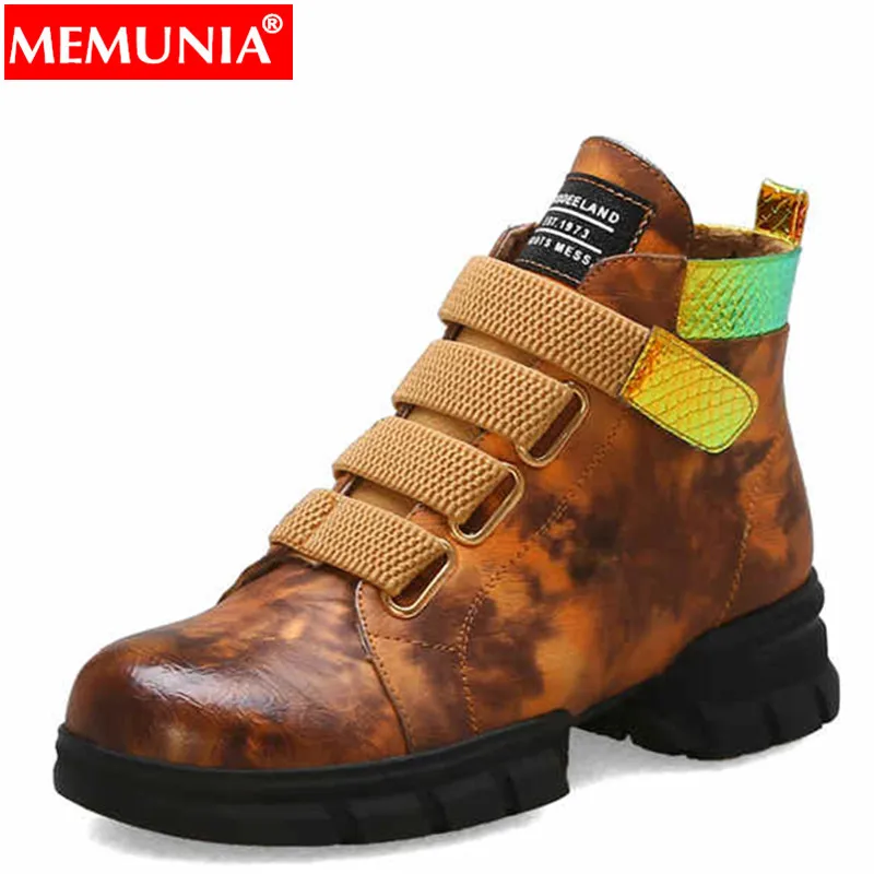 MEMUNIA Big size 34-43 New women boots round toe square heel retro mixed color casual shoes high quality ankle for | Обувь