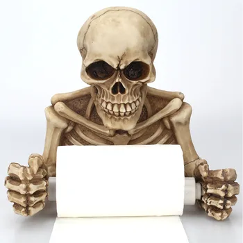 

Decorations Skeleton Skulls Wall Hanging Party Resin Props Toilet Paper Holder Bathroom Horror Home Pendant Club Roll Halloween