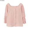 2020 Fall Autumn Basic Shirt Single Breasted Button Tops Cute Preppy Style Japan Korea Chic Vintage Blouse Solid White Women Top 6